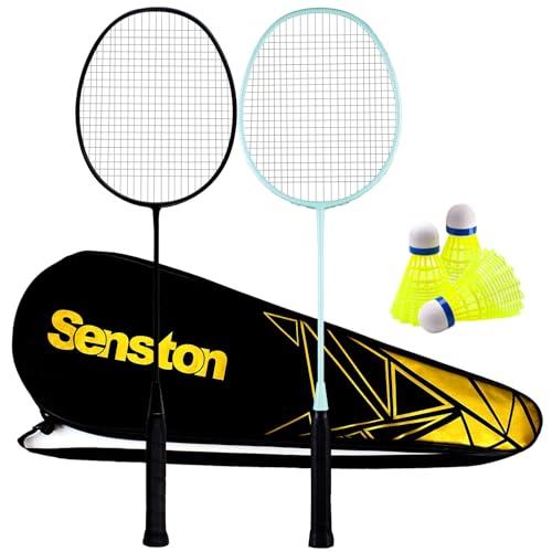 Senston 2 Racchetta da Badminton, con Borsa per Racchette,3 Nylon Volani, Principianti e Divertimento Casuale Unisex