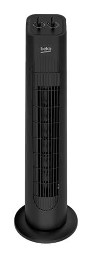 Beko EFW5300B Ventilatore a Torre Meccanico, 35W, 3 Velocità, Oscillazione 60°, Timer 2h, Nero