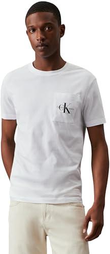 Calvin Klein Uomo T-Shirt Maniche Corte Core Monologo Scollo Rotondo, Bianco (Bright White), S
