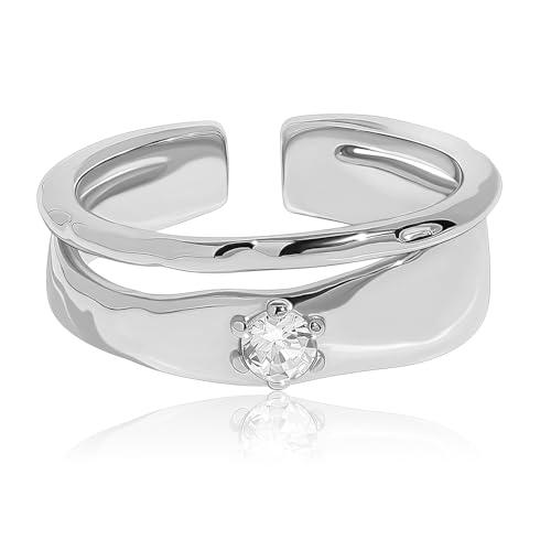 Meissa Anelli Spessi in Oro per Donne, Argento Sterling Placcato Oro, Anelli Nuziali o Fidanzamento, Regolabili, Gioiello Elegante