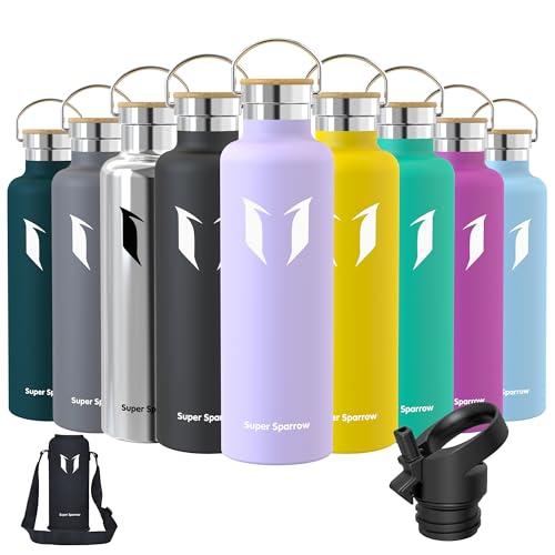 Super Sparrow Borraccia Termica 1L, Bottiglia Termica Senza Perdite - Senza BPA Borracce, per Bambini, Scuola, Sport, Campeggio, Yoga, Palestra, Ciclismo