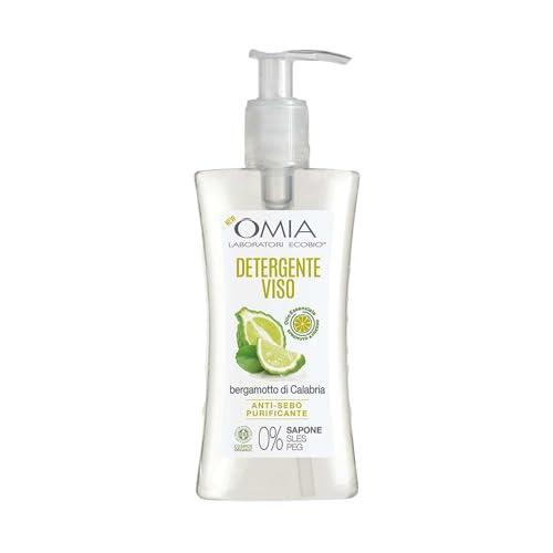 Omia, Detergente Viso anti-sebo purificante con Olio Essenziale di Bergamotto di Calabria, formula studiata per rimuovere l'eccesso di sebo, ideale per pelli miste, Certificato Cosmos Organic, 200 ml
