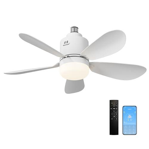 Sanweyter Ventilatore da Soffitto con Luce e Telecomando, 53cm Lampadario con Ventilatore da Soffitto 24W E27 Plafoniera Led Soffitto Silenziosa,4 Velocità per Camera da Letto, Cucina, Soggiorno
