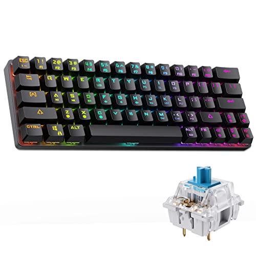 Dierya DK63 Tastiera Gaming Wireless,60% Tastiera Meccanica 2.4Ghz/Bluetooth/Type-C,Retroilluminazione RGB,Mini Compact 6 Tasti Anti-Ghosting（Layout US,QWERTY）