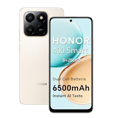 HONOR 400 Smart 4G Smartphone Dual SIM NFC Android 15, 8+256GB, 108MP+2MP con Pulsante AI Telefono, 6500mAh Dual Cell Batteria, 6.77 Pollici 120 Hz Comfort Display, 5 stelle SGS&IP65, Desert Gold