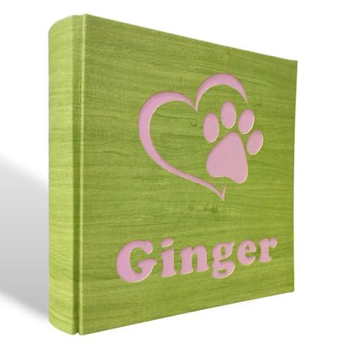 Album fotografico artigianale per il tuo cucciolo cane gatto coniglio personalizzabile con nome INTAGLIATO in ecopelle e tela regalo cucciolo fido 2025 MADE IN ITALY legnoegrafite
