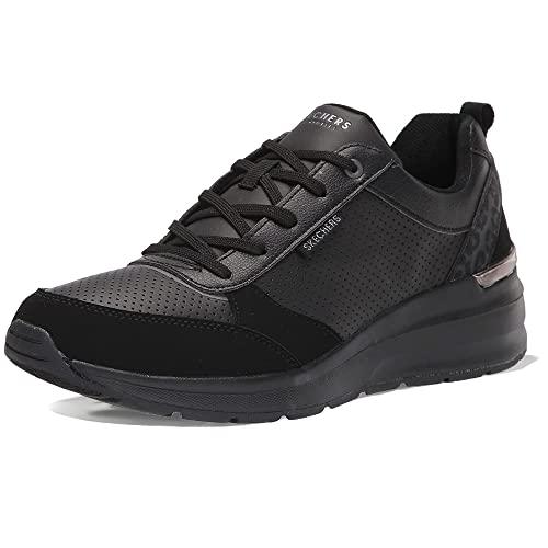 Skechers Billion Subtle Spots, Scarpe da ginnastica basse Donna, Black Duraleather Black Leopard Trim, 39 EU