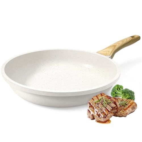 GiPP Padella Antiaderente in Ceramica – Padella Sana e Atossica da 24 cm, Compatibile con Induzione, Senza PFAS e PFOA, Lavabile in Lavastoviglie, Manico a Bassa Temperatura(Bianco,24cm)