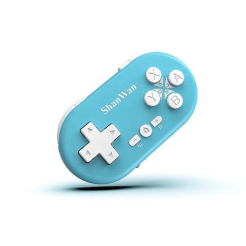 ShanWan Mini controller di gioco wireless Bluetooth per Switch, Windows, Android, iOS e PS 4 (blu)