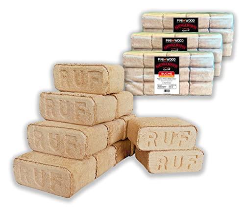 PINI, Bricchette di Legno di Faggio in Blocco, 30 kg, Alto Valore Calorico, Lungo Tempo di Combustione, Poca Cenere, Calore Rapido, Ideale per Camino, Forno, Braciere