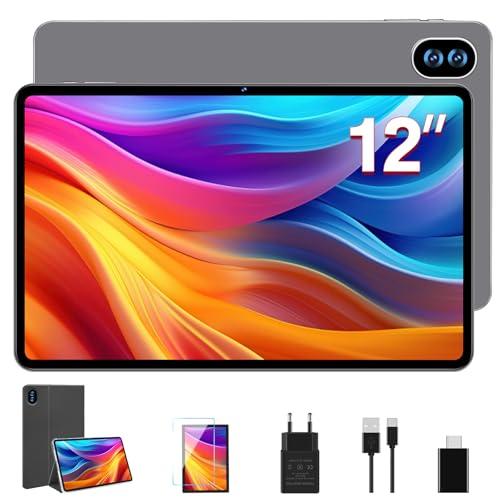 MEBERRY Tablet 12 Pollici Tablet 2K Schermi, 16GB RAM+128GB ROM (TF 1TB), 2000 * 1200 Pixels/13+5MP/8000mAh/Bluetooth5.0,Octa-Core 2.0GHz 5GWiFi - Grigio