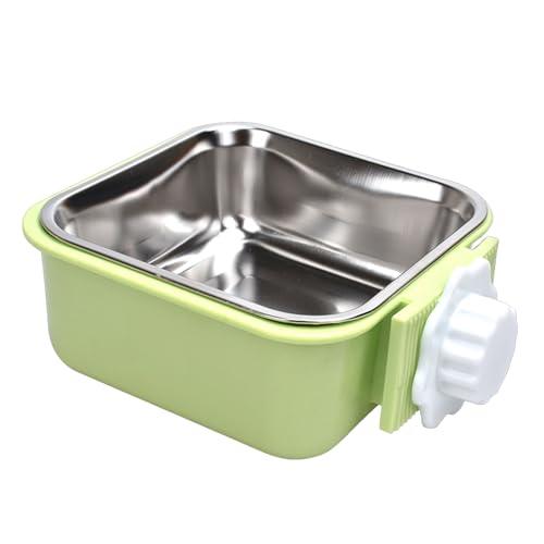 Ciotole da Appendere per Animali Domestici, 2 in 1 Rimovibile Acciaio Inox Ciotola, Gabbia Appendere Ciotole per Cani, Gatti, Coniglio, Criceto, Porcellino D'India, Furetto (Verde)