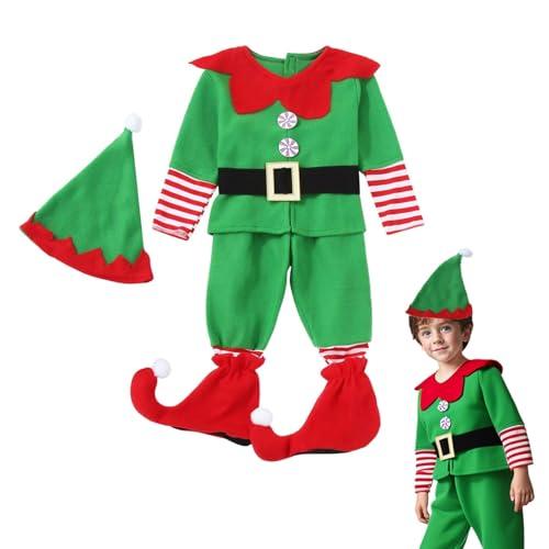 Generico Vestiti per Natale per Bambini Costume da Elfo Natale Set Completo con Gonna Costume di Prestazioni Vacanza Christmas St Patrick Day Carnevale e Cosplay (A-Bambino-1, 4-5 Anni)