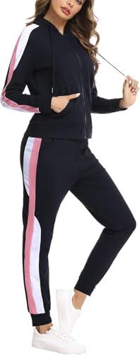 Litherday Tuta Donna Invernale Completo Sportivo Elegante in Cotone con Felpa e Pantaloni, Abbigliamento Donna per Jogging, Yoga, Fitness e Casa Marina Militare L