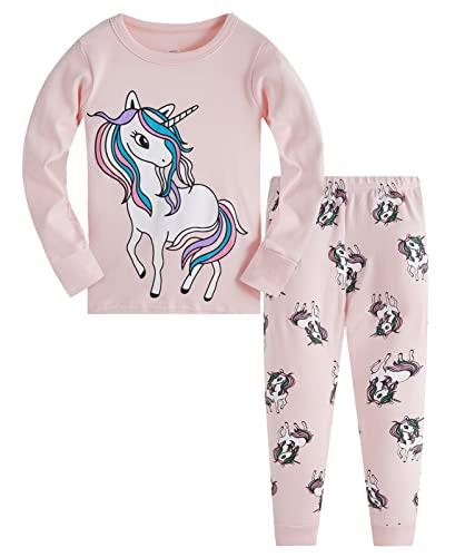 TEDD Pigiama Ragazza Unicorno 100% Cotone Lungo Biancheria da Notte Vestiti Bambina Invernale Due Pezzi Impostato Natale Regalo per Bambini 9-10 Anni