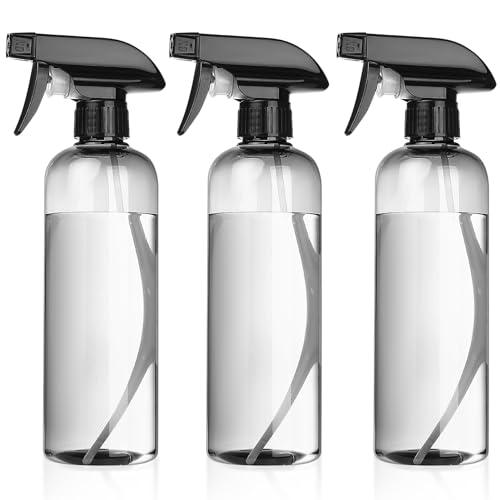 HAOCHEN Set da 3 Flacone Spray Acqua di Plastica, 500 Ml Spray Bottles Spruzzino Nebulizzatore, Bottiglietta Spray Riutilizzabile, per Parrucchieri, Giardino, Casa (Nero trasparente)
