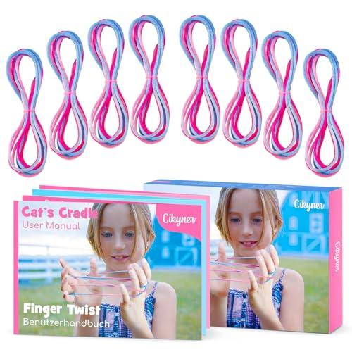Cikyner Finger Twist, Confezione da 8 Gioco di Corde, 2m di Lunghezza 2 mm di Diametro Giochi con Filo per Bambini con Istruzioni Poliestere Gioco del Dito Ideale per Regali per Ragazze e Ragazzi