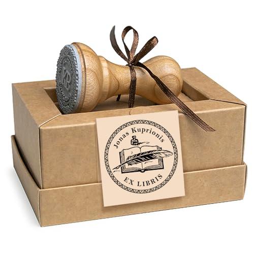 Penna Piuma Inchiostro Pennino Calligrafia Taccuino Ex libris Timbro Personalizzabile, Fatto a Mano Regali Amanti Libri in Scatola Regalo