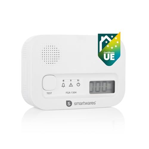 Smartwares Rilevatore di Monossido di Carbonio - Sensore di 10 anni - Batterie da 3 anni - con Display e Pulsante test - FGA-13041