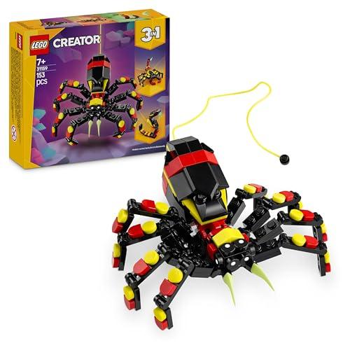 LEGO Creator 3 in 1 Animali Selvatici: Ragno Trasformista, Giocattolo Trasformabile in 3 Diverse Figure come Scorpione e Serpente Snodabili, Giochi Creativi per Bambini e Bambine da 7 Anni 31159
