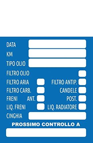 10 Etichette Adesive Cambio Olio Motore Adesivo Tagliando Auto Cartellino Manutenzione Motore Veicolo (BLU)