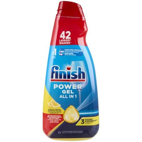 Finish Powergel, Gel Detersivo per Lavastoviglie Liquido, 42 Lavaggi, 940ml, Poteri Sgrassanti, Limone, Multiazione