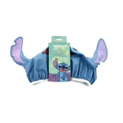 DISNEY STITCH - Cuffia da Doccia Stitch - Simpatica Cuffia Riutilizzabile per Proteggere i Capelli - Copricapo Impermeabile con Orecchie - Prodotto Ufficiale