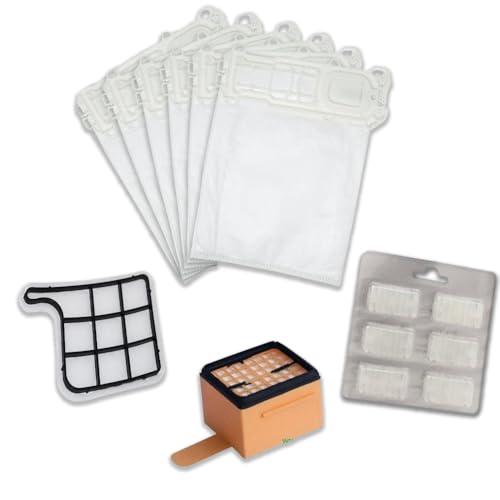 DL SERVICE Ricambi Kit adatto a Folletto Vk 135/136 | 6 Sacchetti + 1 Filtro Hepa + 1 Griglia Motore + 6 Profumi per Manutenzione e Pulizia del Folletto