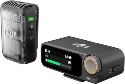 DJI Mic 2 (1 TX + 1 RX), microfono wireless con eliminazione intelligente del rumore, registrazione interna in float a 32 bit, suoni ottimizzati, 250 m di distanza, microfono per iPhone e Android