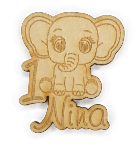 CandleSweetCandle - 5 PEZZI Calamita personalizzata in legno Elefantino per bomboniera festa compleanno o battesimo