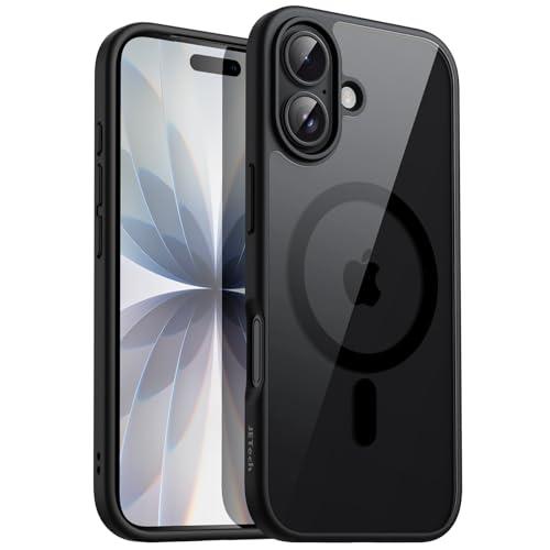 JETech Cover Magnetica per iPhone 17 6,3 Pollici Compatibile con MagSafe, Antiurto Paraurti Custodia, Solida Colore Opaco TPU Telaio, Anti-Graffio Retro Trasparente (Nero)