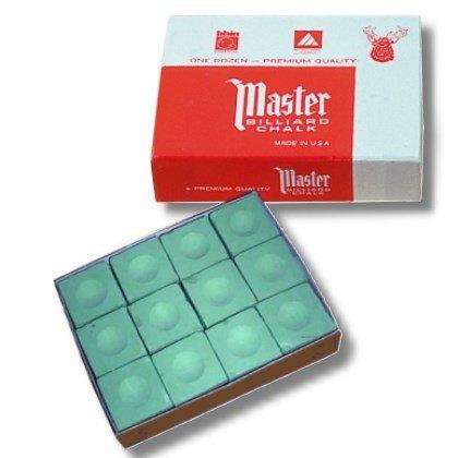 GamePoint, gessi da biliardo originali Master USA, confezione da 12 pezzi (blu/verde/rosso/grigio), verde