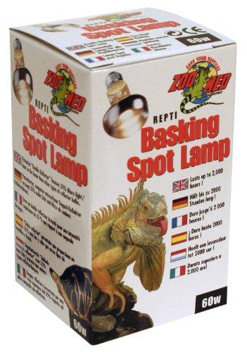 Zoo Med Repty Basking Spot Lamp - Lampada per terrari e rettilari diurna, 60 Watt, UVA, lampadina per rettili, tartarughe, rane e piante da terrario, con parabola interna