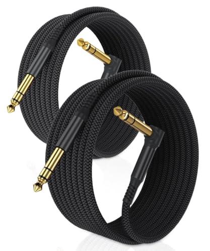 RUXELY Cavo Audio Jack Angolo Retto 6.3 mm 6M 2-Pezzi,Cavi Filo Doppio 6.35mm Maschio,Cable Guitar TRS Bilanciato 90 Gradi Angolare 1/4 Pollici per Strumenti,Chitarra Elettrica,Basso,Tastiera,Amp
