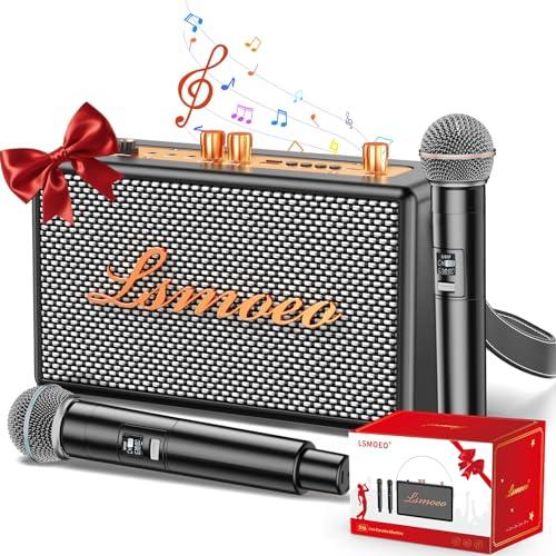 Karaoke con Microfono, Altoparlante Bluetooth Portatile con 2 Microfoni Wireless, Macchina Karaoke Supporta l'espansione del microfono a quattro canali per feste a casa, picnic, auto/regali vintage