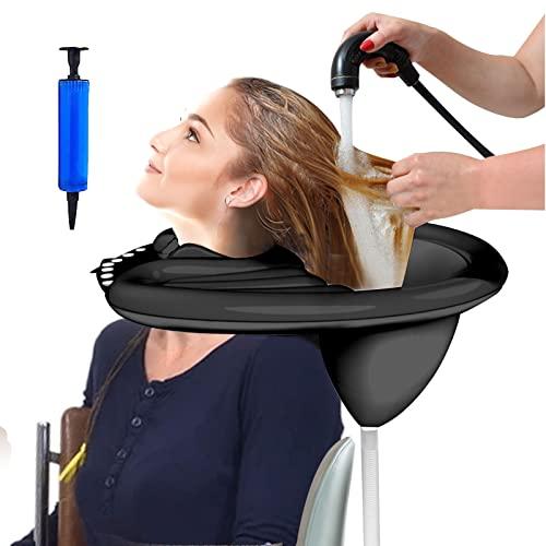 Bacino gonfiabile per il lavaggio dei capelli, in PVC, pieghevole, per anziani e disabili, donne incinte, bambini, anziani (nero)
