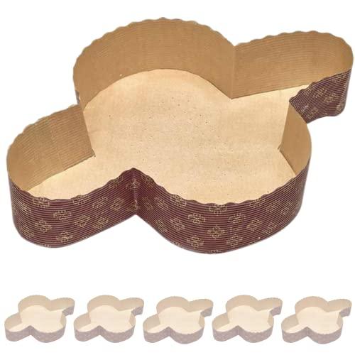 FAH - Stampo per Colomba (5pz - 1 Kg) - Forme per Colomba in Carta di Pura Cellulosa in Microonda Ideale per l’uso in Forno, Monouso ad Alta Densità, Resistente al Calore 200°C
