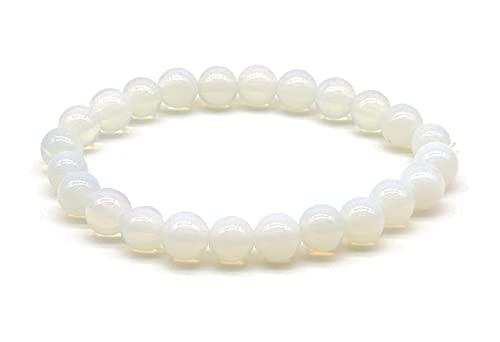 Bracciale in Opalite Donna, Pietre Dure Naturali, Elastico 19 cm, Fatto a Mano