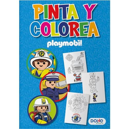 Dohe Educa - Libro da colorare per Bambini - Colorare e Vernice Playmobil, 30 pagine, Attività Divertenti per Bambini di 4-6 anni, A4, A4, Attività Divertenti per Bambini 4-6 Anni