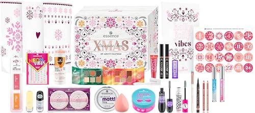 essence XMAS treasure box DIY ADVENT CALENDAR, calendario dell’avvento beauty fai-da-te, 24 prodotti make-up, con bustine di carta e adesivi