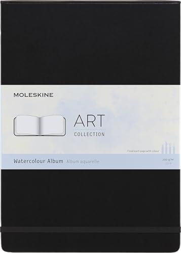 Moleskine Art Collection Watercolor Album e Notebook Blocco da Disegno Chiusura ad Elastico, Carta Adatta a Acquerelli e Matite Acquerellabili, Nero, A4 21 x 29.7 cm, 60 Pagine