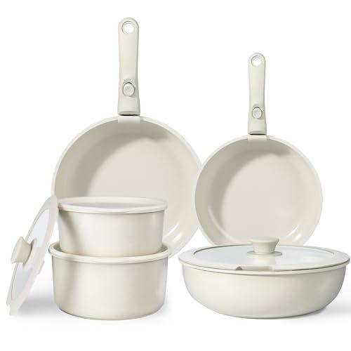 GiPP Set di Pentole e Padelle Ceramiche Antiaderenti 11 Pezzi con Manico Amovibile - Cucina Sana per Camper, Senza Tossine, Compatibile Induzione/Forno/Lavastoviglie