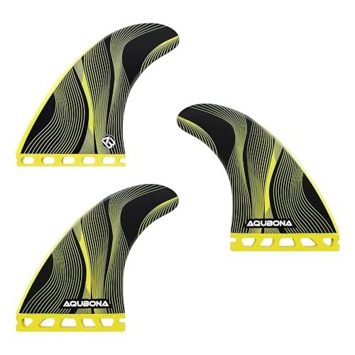 AQUBONA Pinne per Tavola da Surf, Doppia Pinna Singola, G5 G7 Set di Pinne Eliche a Nido d'Ape in Fibra di Vetro, Pinne di Ricambio per Stand Up Paddleboard, Longboard (FU-G5-giallo)
