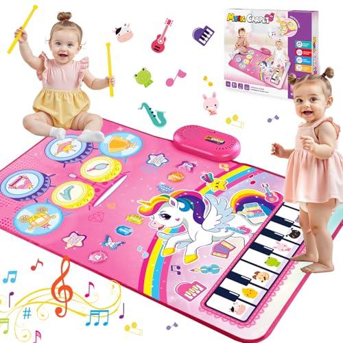 Dromlag Giochi Bambina 1 Anno, Tappeto Musicale 3 in 1 con 6 Strumenti E Registrazione Unicorno Regalo Gioco Bambina 1-3 Anni, Giocattoli Giochi Sensoriale Regalo Bimba 1-3 Anni