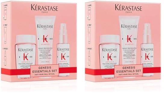 Kérastase, Genesis, Mini Size da Viaggio, Routine Per Capelli Fini e Fragili, Fortifica e Riduce la Caduta, Shampoo + Fondant + Spray Termoprotettivo, Discovery Set, Travel Size, 80ml + 75ml + 45ml