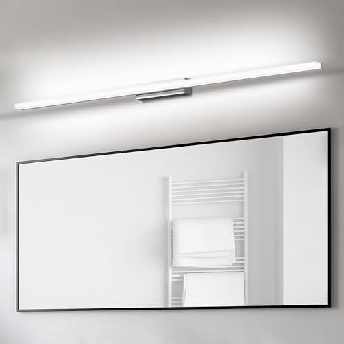 SUZNIU Luce Specchio Bagno Led, 120CM Luce per Specchio Bagno IP44 Freddo 6000K Led del, 20W luminosa Lampada Armadio Illuminazione Impermeabile Argento