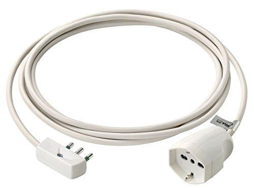 Vimar 0P32381.B Cavo prolunga lineare 3 metri, 3G1, spina piatta salvaspazio 2P+T 16 A 250 V Spa17, Bianco, 3m