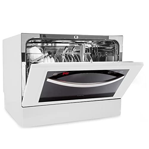 Klarstein Lavastoviglie 6 Coperti, Libera Installazione Silenziosa con 7 Programmi di Lavaggio, Mini Lavastoviglie, da Tavolo Compatta e Facile da Installare, Acciaio inossidabile, Bianco