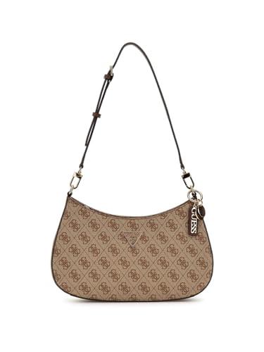 GUESS Noelle II Top Zipper Shoulder Bag Latte Logo/Brown
