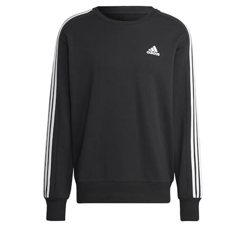 adidas Essentials French Terry 3-Stripes Sweatshirt, Felpa Uomo, Nero, L